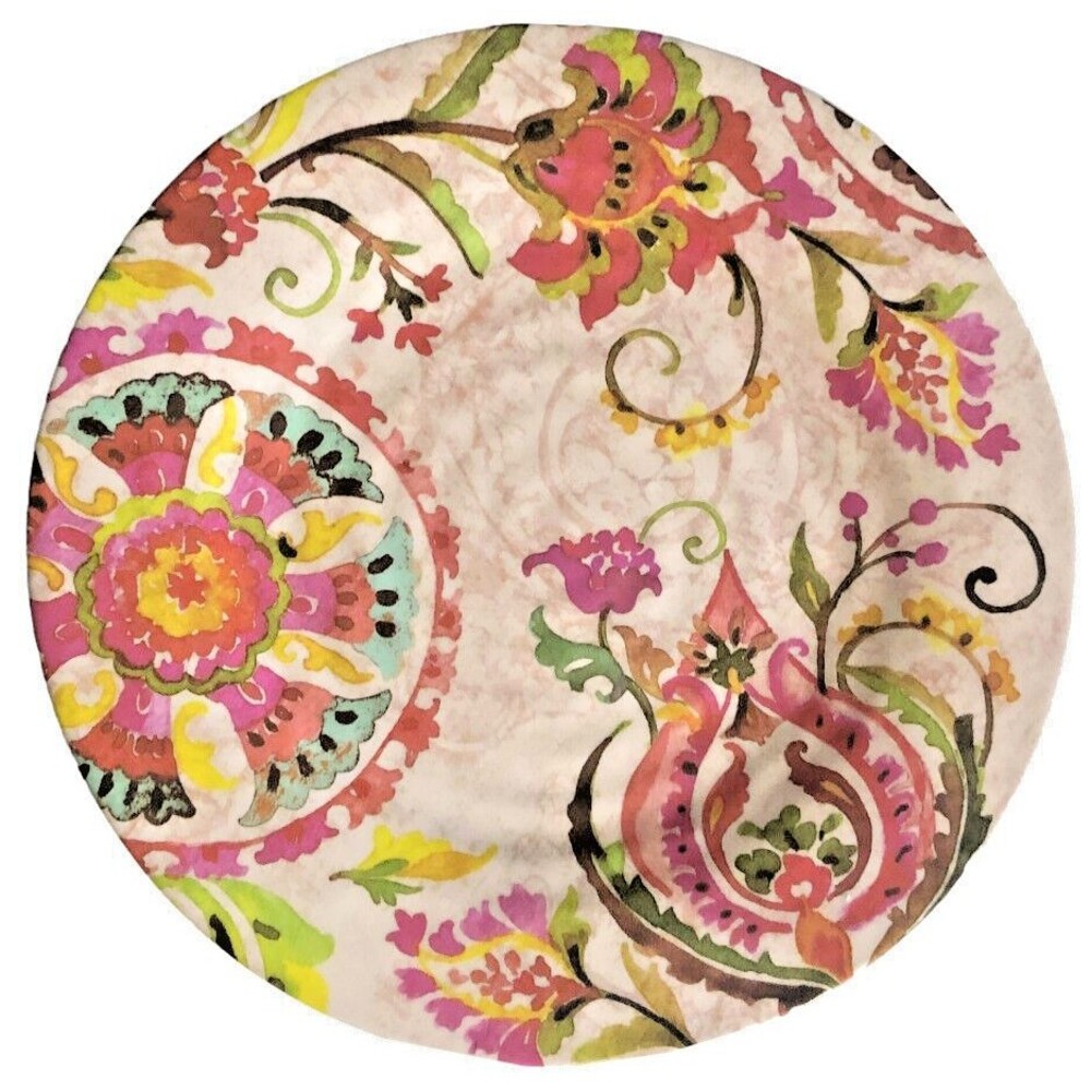 Nantucket Medallion Floral Melamine 11" Dinner Plates Summer Spring Set Of 6